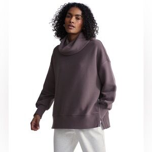 Varley Milton Cowl Neck Sweat Top Sweatshirt Oversized L Cocoa Berry Purple